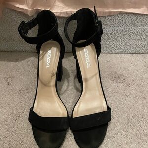 Soda Black Suede Heels